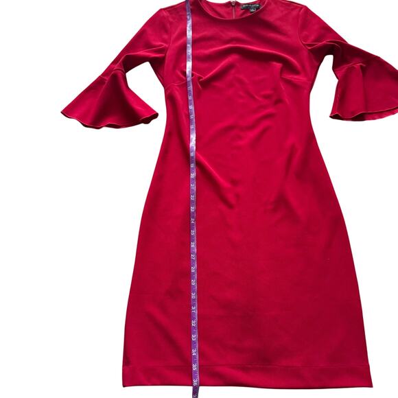 Banana Republic Sheath dress Bell flutter sleeves Womens Sz 2 4  Red Holiday - Picture 8 of 13